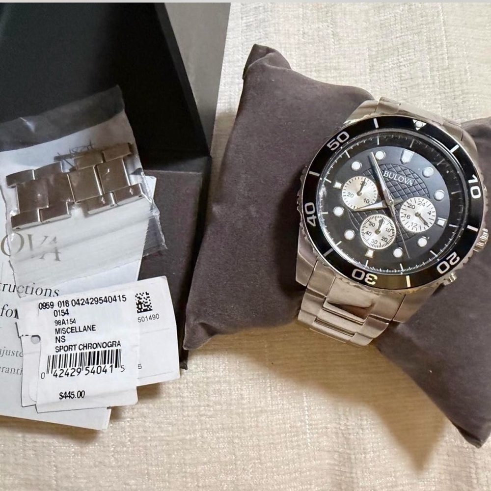 Bulova Black and Silver Sport Chronograph Watch - Picture 6 of 15